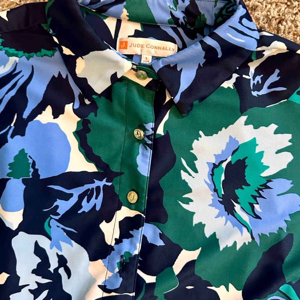 Jude Connally Floral Top Size Large! Retail $128 Signature "Jude Cloth"